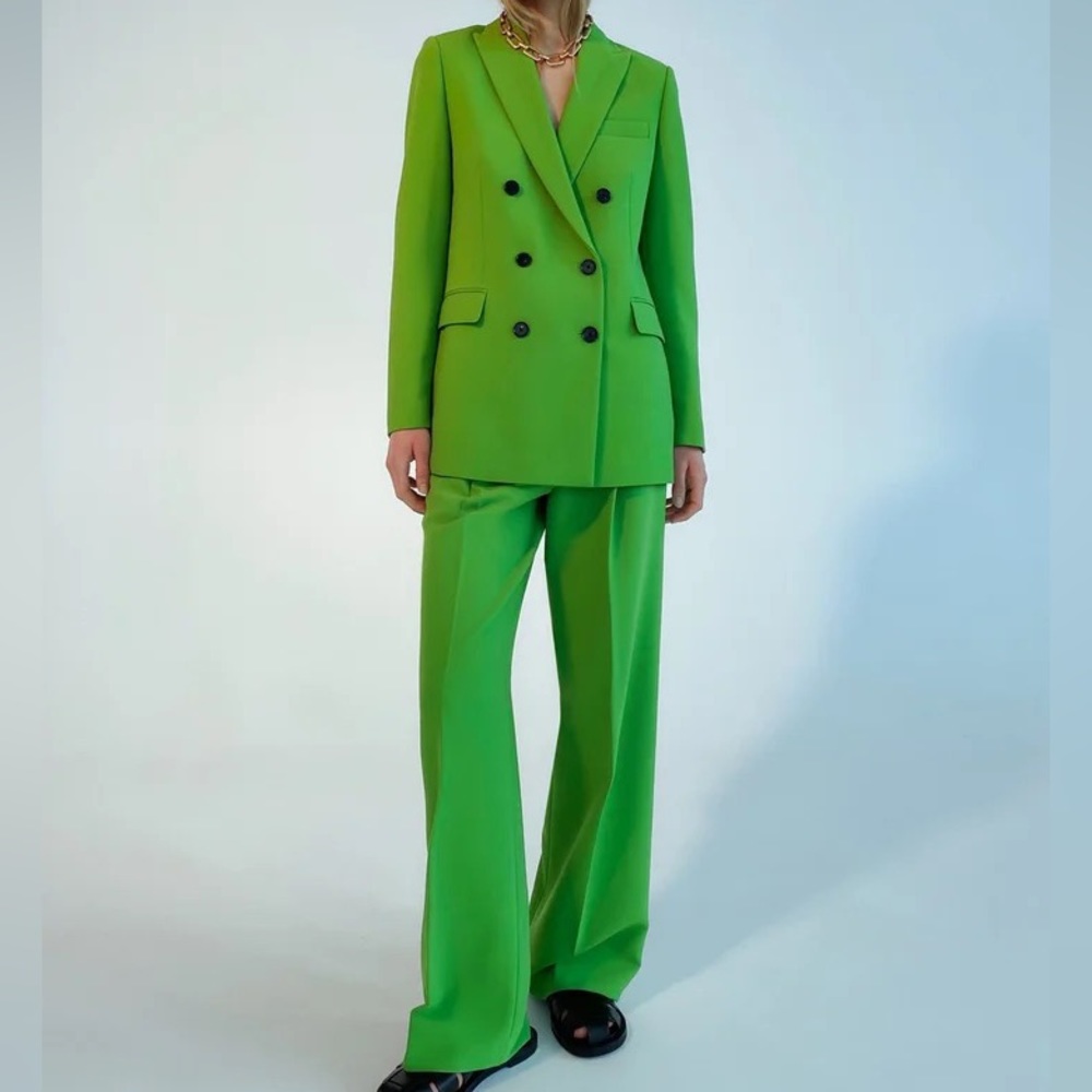 ZARA double breasted green suit